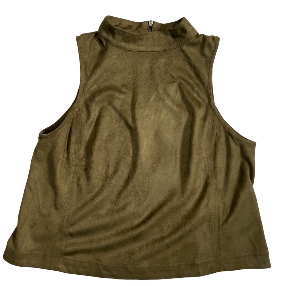 Wild Blue Sadie Robertson Green Faux Suede Sleeveless High Neck Crop Top